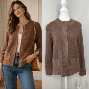 NWT ALIA Petite Waffle Knit Button Front Cardigan M